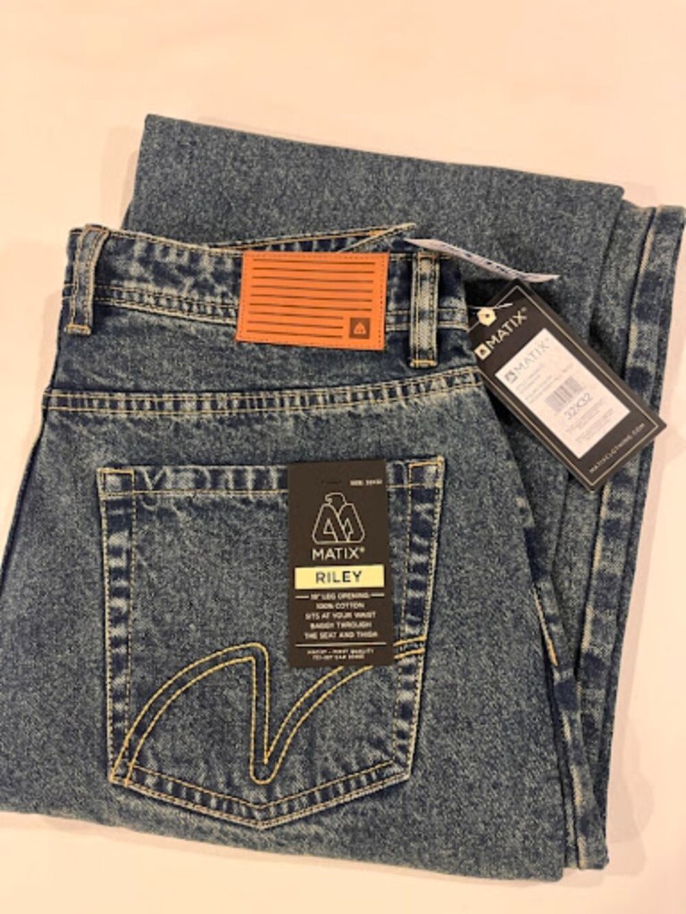 Matix Riley Baggy Skater Denim Jeans Medium Wash 32x32 NWT